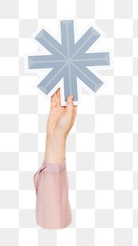 Asterisk symbol png hand holding sign, transparent background