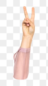 V-sign hand png, transparent background