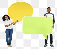 People holding speech bubble png, transparent background