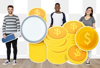 Png People holding money, transparent background