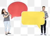 People holding speech bubble png, transparent background