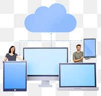 People & cloud system png, transparent background