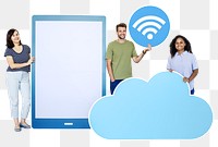 People & technology png, transparent background