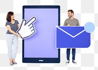 People & email png, transparent background