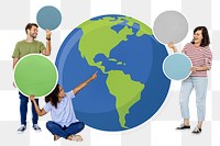 People & Earth png, transparent background