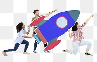 Png Technology and innovation shoot featuring a rocket icon, transparent background