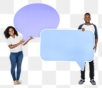 People holding speech bubble png, transparent background