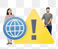 Security warning png people, transparent background