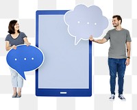 People texting png, transparent background