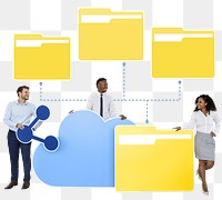 Png Business people and cloud computing icons, transparent background