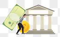 Png Guy carrying a large money bill cardboard, transparent background