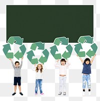 Recycling sign png children, transparent background