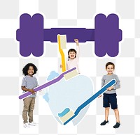 Kids dental care png, transparent background