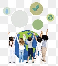 Kids protecting environment png, transparent background