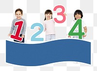 Kids with numbers png, transparent background