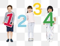 Kids with numbers png, transparent background