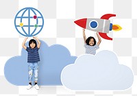 Technology icons png young children, transparent background