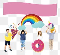 Kids party png, transparent background