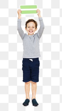 Png boy holding an equal sign, transparent background