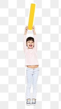 Kid holding letter i png, transparent background