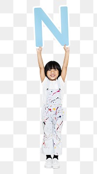 Kid holding letter n png, transparent background