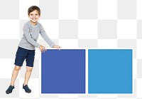 Boy with empty boards png, transparent background