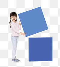 Kids holding square png, transparent background