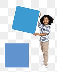 Kids holding square png, transparent background