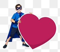 Heart icon png superhero kid, transparent background