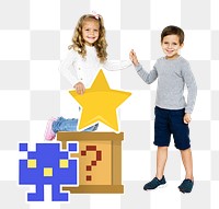 Png retro game & kids, transparent background