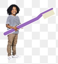 Toothbrush kid png, transparent background