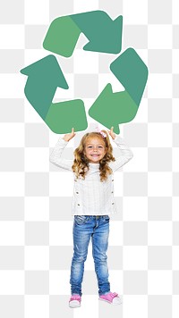 Recycling icon png little girl, transparent background