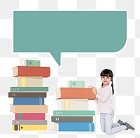 Bookworm kid png, transparent background