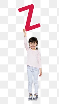 Kid holding letter z png, transparent background