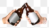 PNG Couple toasting with beer bottles  , collage element, transparent background