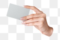 PNG Hand holding a blank card, collage element, transparent background