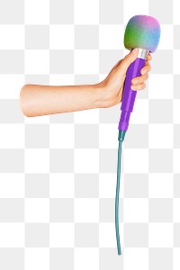 PNG Hand holding a microphone collage element, transparent background