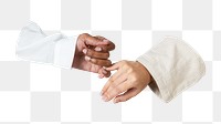 PNG Holding hands african and asian friendship, collage element, transparent background