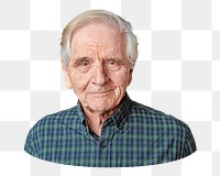 Senior man png portrait, transparent background