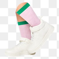 PNG Kid white sneakers studio shot, transparent background