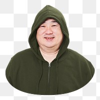 Men's green hoodie png, plus-size fashion, transparent background