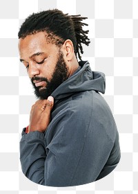 Men's gray hoodie png, transparent background