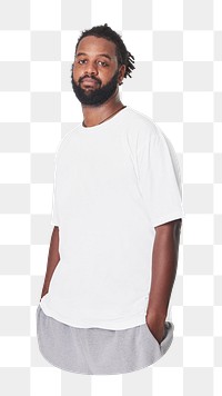 Black man png in oversized t-shirt, transparent background