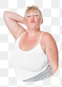 Curvy woman sportswear png, transparent background