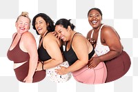 Diverse plus-sized women png, transparent background