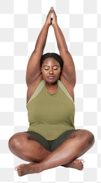PNG woman stretching her arms, transparent background