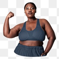 Active woman png plus-size, transparent background