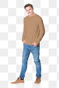 Happy man png Autumn apparel, transparent background