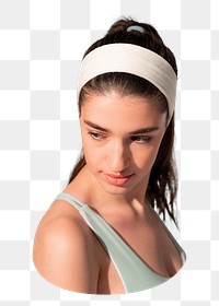 Png woman white headband, sportswear, transparent background
