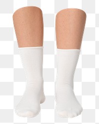 PNG White socks worn in legs collage element, transparent background